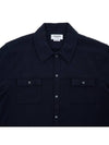 Double Face Cotton Knit 4 Bar Button Shirt Jacket Navy - THOM BROWNE - BALAAN 4