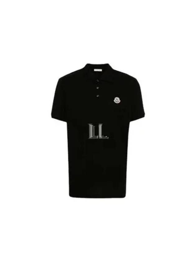 Logo Patch Short Sleeve Polo Shirt Black - MONCLER - BALAAN 2