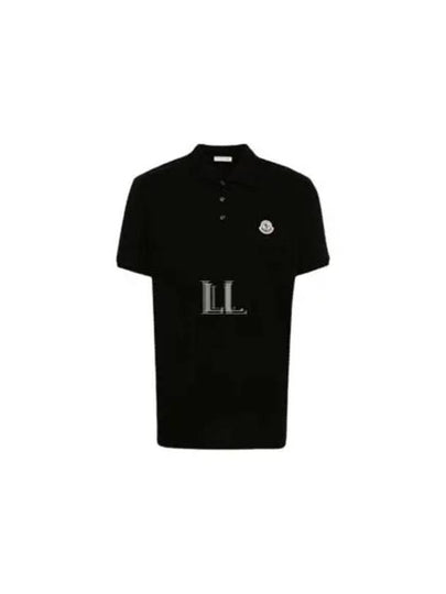 Logo Patch Short Sleeve Polo Shirt Black - MONCLER - BALAAN 2