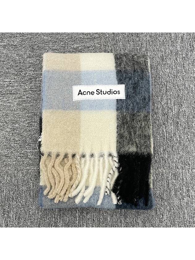 Check Mohair Muffler Blue Beige Black - ACNE STUDIOS - BALAAN 3