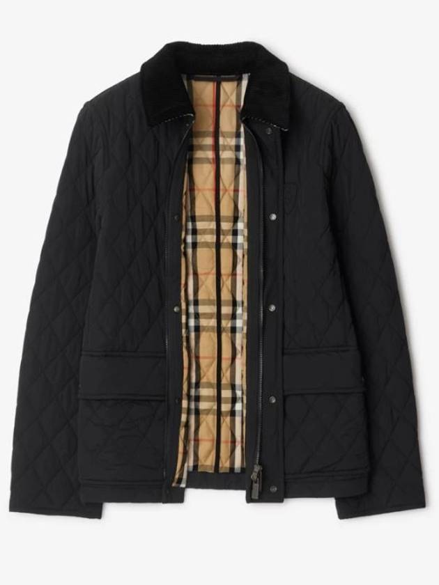 Corduroy Collar Quilted Jacket Black - BURBERRY - BALAAN 6