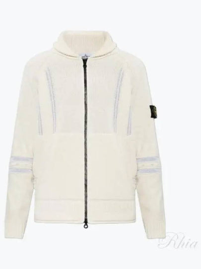 Reflective Jacquard Knit Zip-up Cardigan Ivory - STONE ISLAND - BALAAN 2