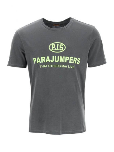 Logo Print Short Sleeve T-Shirt Grey - PARAJUMPERS - BALAAN 1