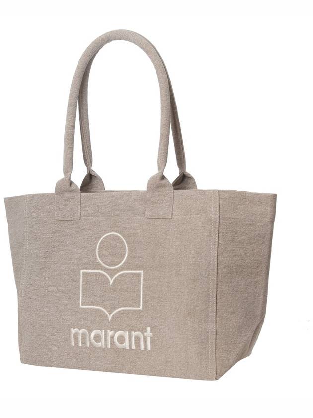 Yenky Zipper Logo Washed Cotton Tote Bag Light Grey - ISABEL MARANT - BALAAN 3