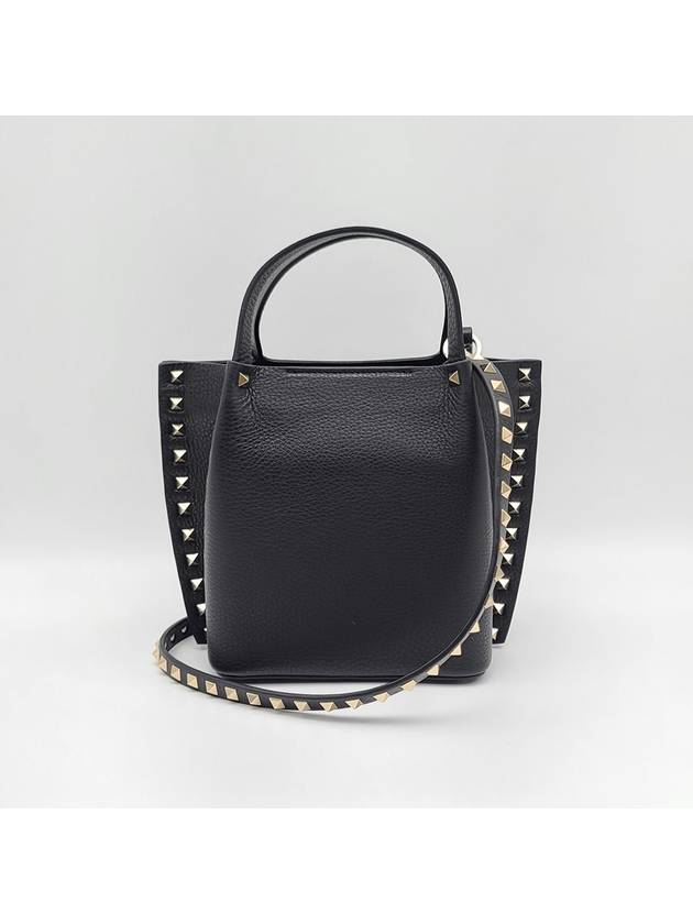 Rockstud Strap Tote Bag Black - VALENTINO - BALAAN 5