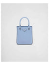 Triangle Logo Brushed Leather Small Tote Bag Light Blue - PRADA - BALAAN 2