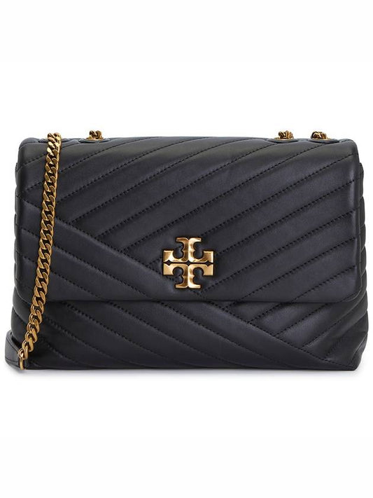 Kira Chevron Convertible Shoulder Bag Black - TORY BURCH - BALAAN 2