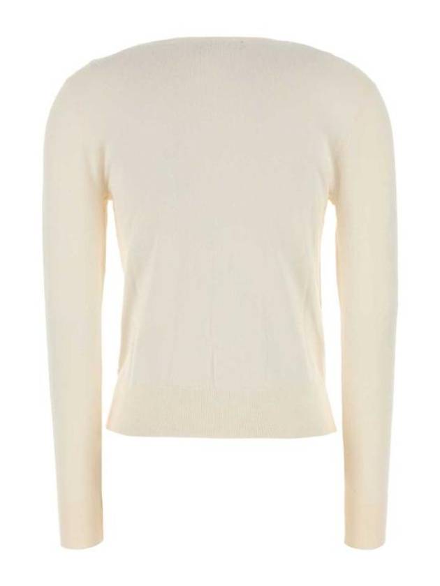 Women's Embroidered Logo Round Neck Cardigan White - POLO RALPH LAUREN - BALAAN 3