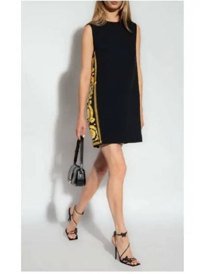 Barocco Panel Shift Short Dress Black - VERSACE - BALAAN 2