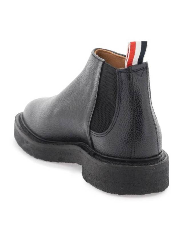 Pebble Crepe Sole Mid Top Grain Leather Chelsea Boots Black - THOM BROWNE - BALAAN 4