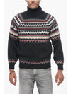 Fairisle Motif Knit Turtleneck Grey - BRUNELLO CUCINELLI - BALAAN 1