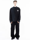 Men s M243MT03NY Circular Reverse Sleeve Half Neck Sweatshirt Black Navy - CHANCE'S NOI - BALAAN 4