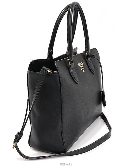 1BA189 Black Saffiano Soft Calfskin Gold Lettering 2WAY - PRADA - BALAAN 2