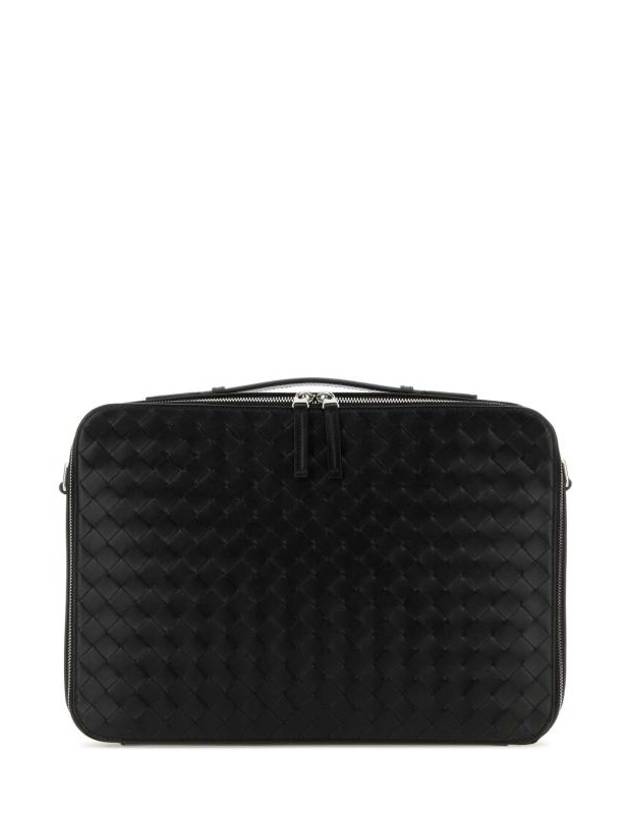 Intrecciato Leather Brief Case Black - BOTTEGA VENETA - BALAAN 1