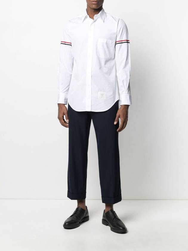 Men's Poplin Grosgrain Armband Classic Long Sleeve Shirt White - THOM BROWNE - BALAAN 3