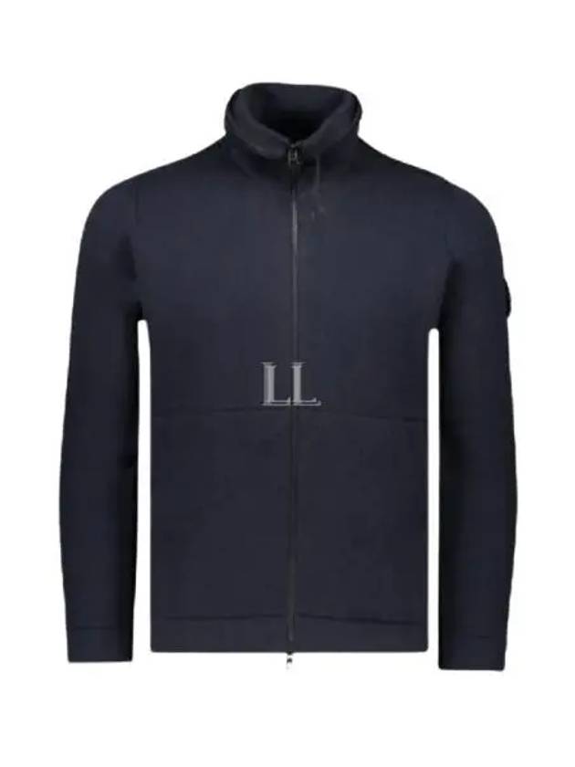 Logo Pacth Stretch Cotton Zip-up Cardigan Navy - STONE ISLAND - BALAAN 2