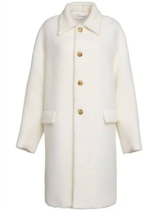 Women's Fluffy Single Coat White - BOTTEGA VENETA - BALAAN 2