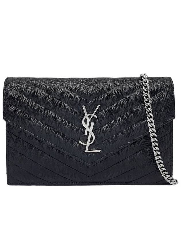 Women s 393953 Black Monogram Envelope Silver Chain Cross Bag - SAINT LAURENT - BALAAN 1