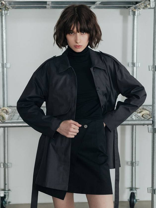 Happiness Button Half Trench CoatCharcoal - HARDCORE HAPPINESS - BALAAN 2