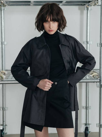 Button Half Trench Jacket Charcoal - HARDCORE HAPPINESS - BALAAN 1