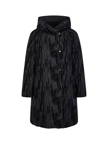 Women s Line Pattern Hooded Padded Coat Black - EMPORIO ARMANI - BALAAN 1