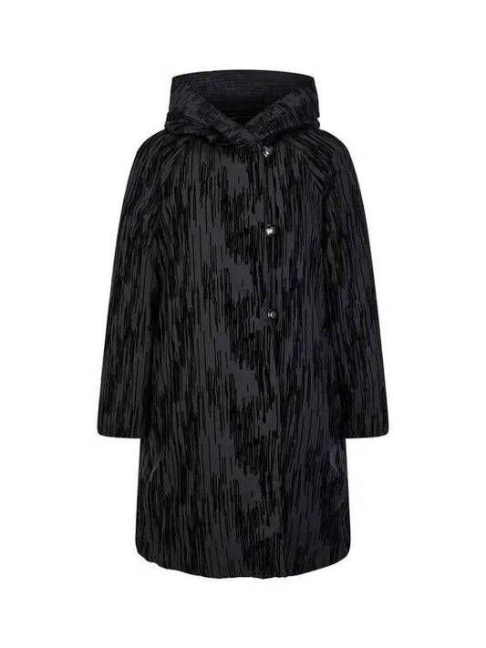 8th Anniversary Last Armani 9 7 8 Women s Line Pattern Hooded Padded Coat Black - EMPORIO ARMANI - BALAAN 1