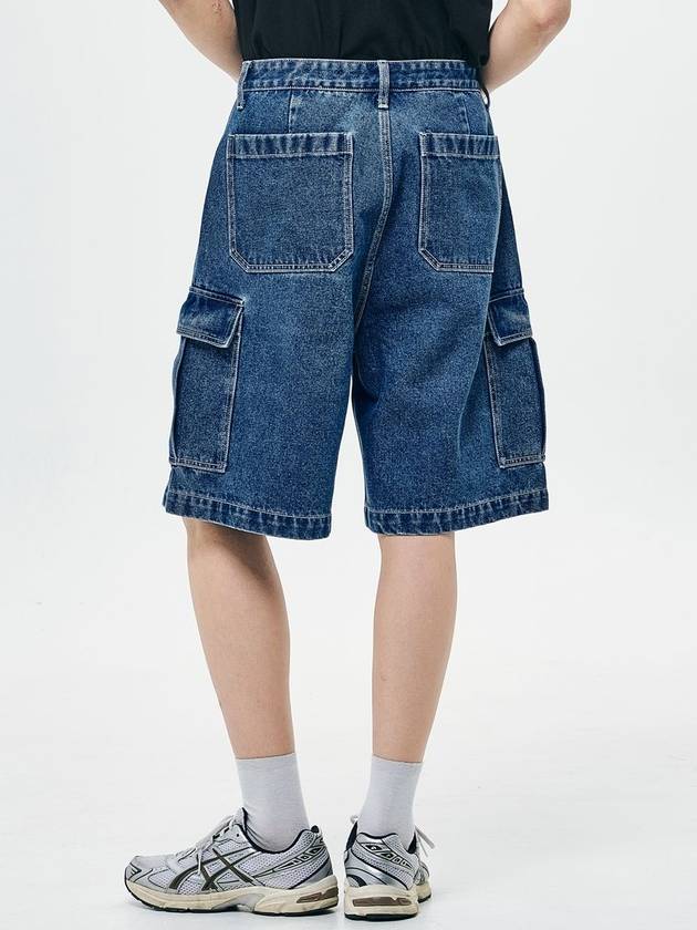 Dumba Wide Cargo Denim Shorts Blue - GRAYBLVD - BALAAN 2