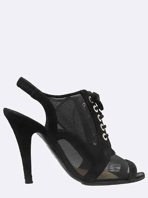 Black color mesh women s open toe high heels 230MM - CHANEL - BALAAN 3