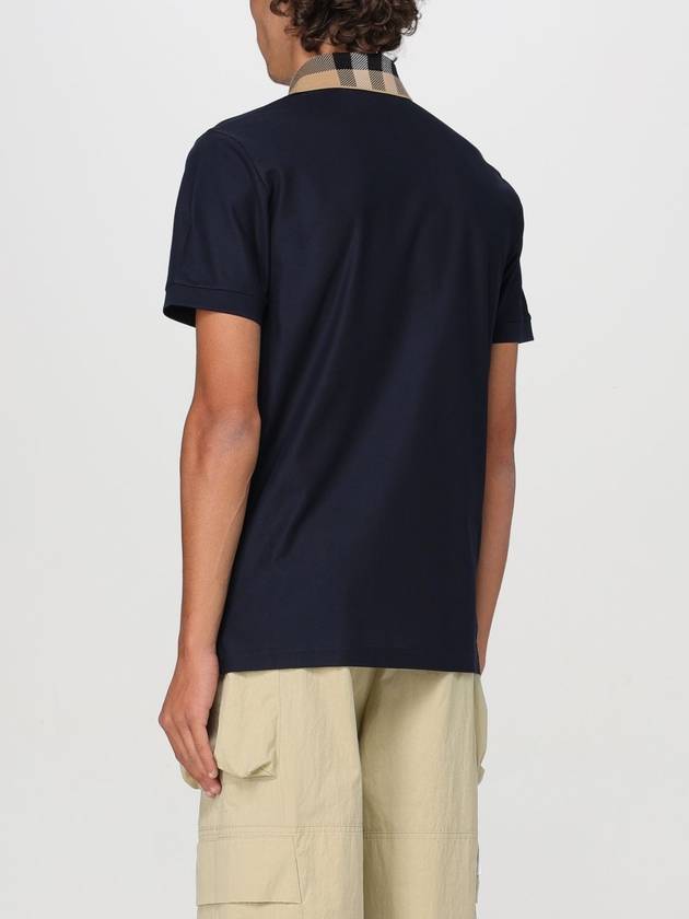 Check Collar Cotton Polo Shirt Navy - BURBERRY - BALAAN 4