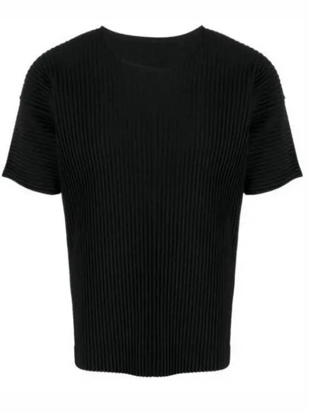 Pleated Fabric Short Sleeve T-Shirt Black - ISSEY MIYAKE - BALAAN 2