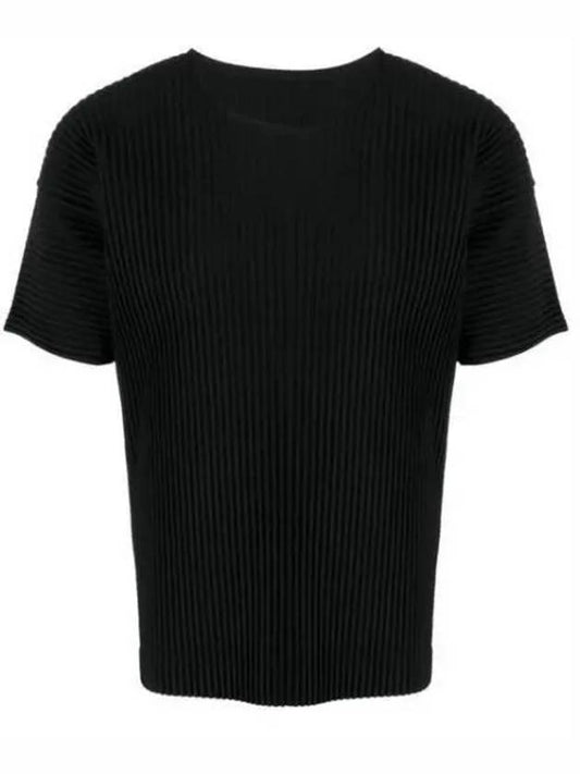 Pleated Fabric Short Sleeve T-Shirt Black - ISSEY MIYAKE - BALAAN 2