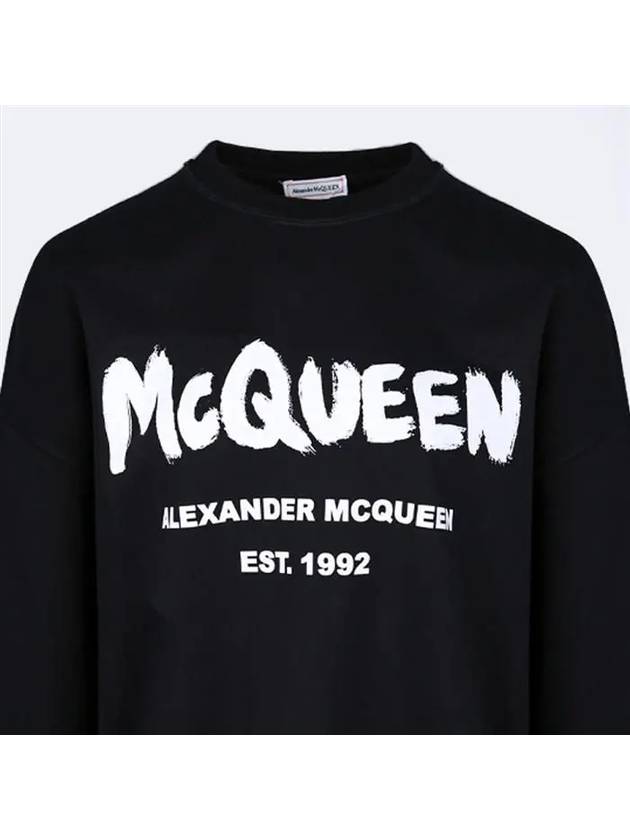 Logo Print Cotton Sweatshirt Black - ALEXANDER MCQUEEN - BALAAN 5