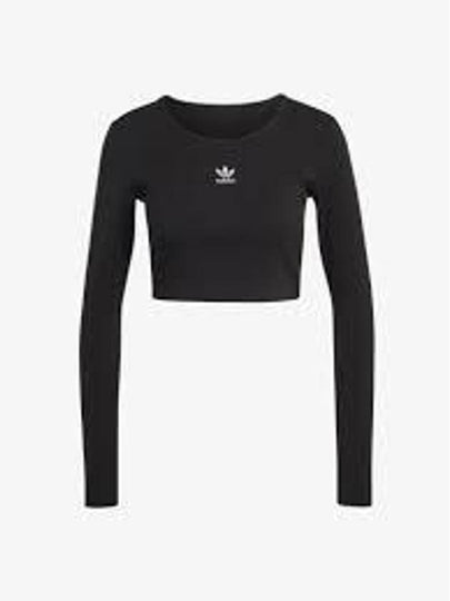 Essential Ribbed Crop Long Sleeve T Shirt Black - ADIDAS - BALAAN 2