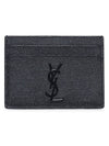 Monogram Caviar Leather Card Wallet Black - SAINT LAURENT - BALAAN 1