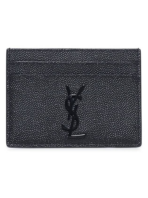 Monogram Caviar Leather Card Wallet Black - SAINT LAURENT - BALAAN 1