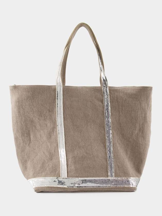 Cabas L Shopper Bag - Vanessa Bruno - Linen - Grey - VANESSA BRUNO - BALAAN 1