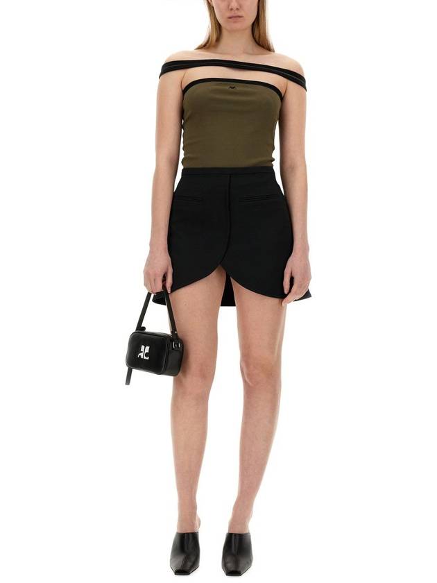 Ellipse Twill Mini A-line Skirt Black - COURREGES - BALAAN 3