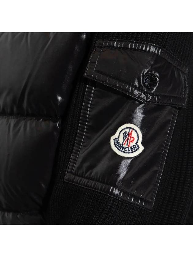 Padded Wool Cardigan Black - MONCLER - BALAAN 5