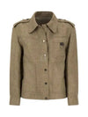 Linen Blend Shirt Jacket Beige - BRUNELLO CUCINELLI - BALAAN 2