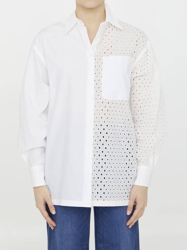 23 ss Cotton Shirt WITH Lace Insert FD52CH0789FG02 B0650029393 - KENZO - BALAAN 2