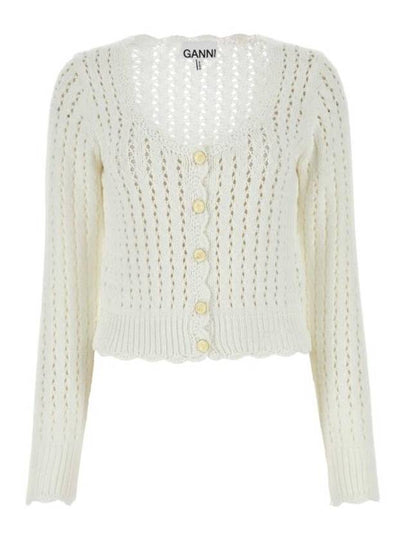 Button Knit Cardigan White - GANNI - BALAAN 2