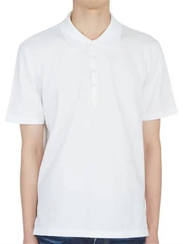 Men's Cotton Pique Center Bag Striped Short Sleeve Polo Shirt White - THOM BROWNE - BALAAN 7