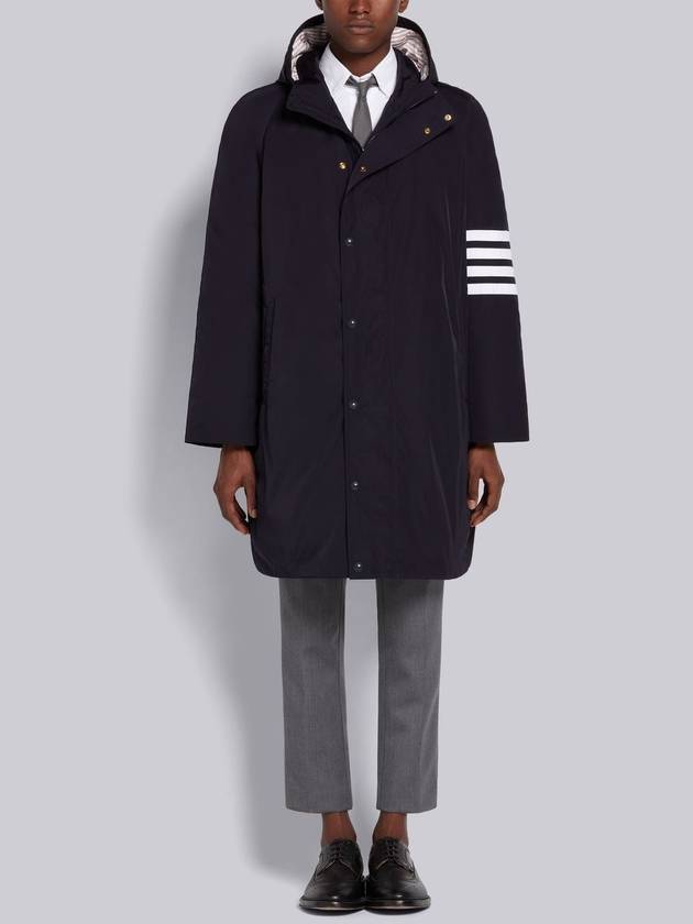 Men's 4 Bar Poly Twill Hooded Parka Navy - THOM BROWNE - BALAAN 3