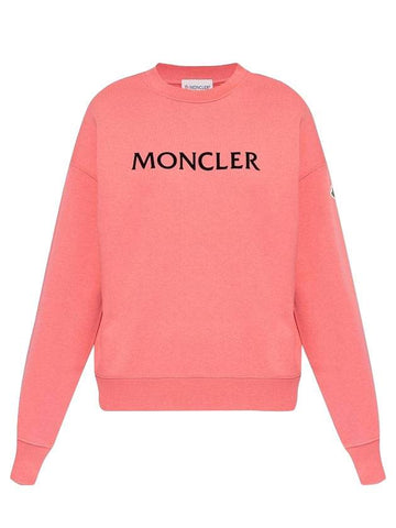 Logo Printed Cotton Sweatshirt Pink - MONCLER - BALAAN 1