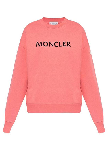 Logo Printed Cotton Sweatshirt Pink - MONCLER - BALAAN 1