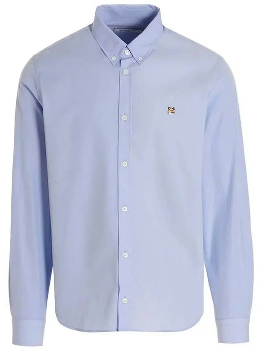 Small Fox Head Patch Classic Long Slevee Shirt Light Blue - MAISON KITSUNE - BALAAN 2