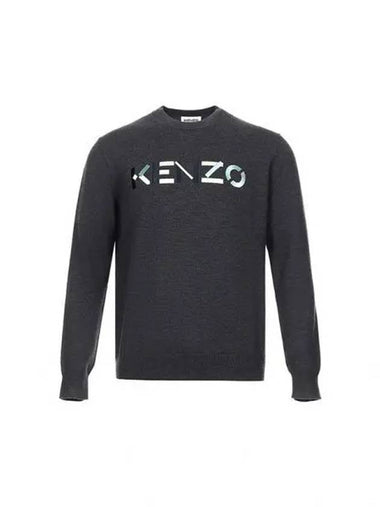 Men s embroidered logo black knit 5PU541 3LA 97 1157094 - KENZO - BALAAN 1