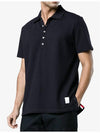 Men's Cotton Pique Center Bag Striped Short Sleeve Polo Shirt  Navy - THOM BROWNE - BALAAN 4