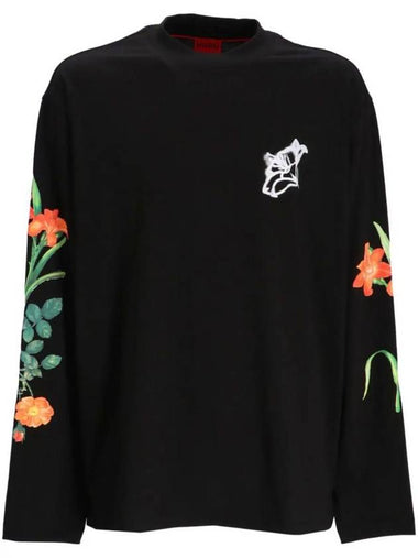 Floral Artwork Sweatshirt Black - HUGO BOSS - BALAAN 1