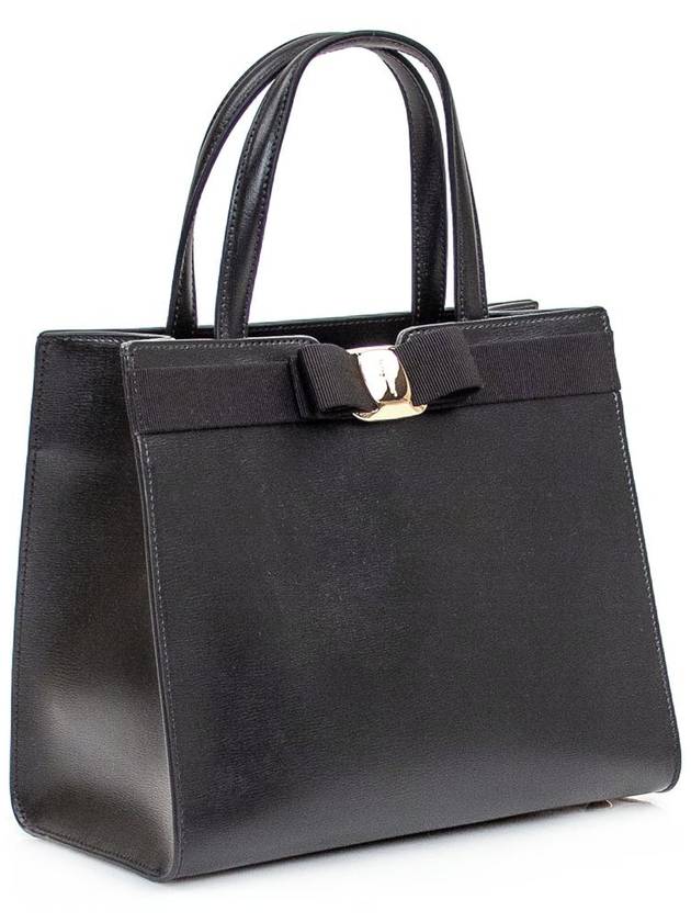 Vara Bow Top Handle Tote Bag Black - SALVATORE FERRAGAMO - BALAAN 4